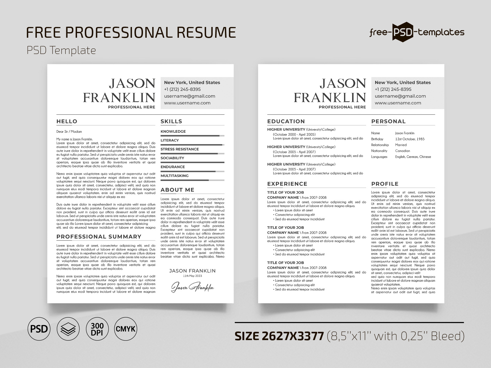 Free Swe Resume Template in PSD by Free PSD Templates on Dribbble