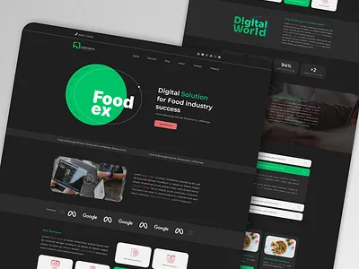 Food Digital Marketing Agency branding dark darkmode design digitalmarketing digitalmarketingagency heroshot homepage landinpage ui ux