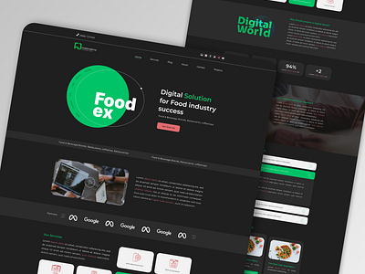 Food Digital Marketing Agency branding dark darkmode design digitalmarketing digitalmarketingagency heroshot homepage landinpage ui ux