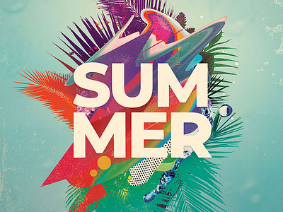 Summer Flyer beach colorful colors excitement exotic festival flyer palm poolhouse poster summer surfing swimming tropical vivid