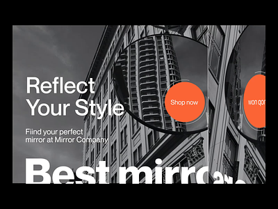 Day 38: Website for a mirror company after effects animation build clean mirror modern typography ui