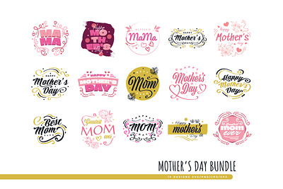 Mother's Day Design Bundle card cute design happy happy mothers day illustration lettering mother mothers mothers day postcard sticker svg typography