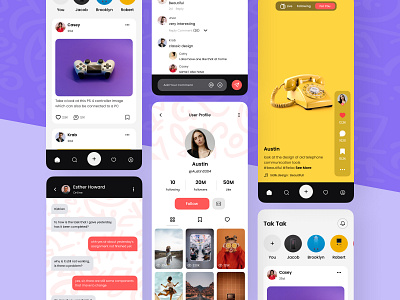 Social Media App Design app appdesign application clean creative design graphic design mobile app modern purple social socialmedia socialmediaappdesign taktakmobileapp typography ui uiux ux