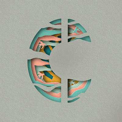 C for clouds 36daysoftype design hand lettering illustration letter c papercut procreate typography