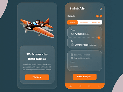 Flight Ticketing Mobile App Skeuomorphism Design branding figma illustration mobile mobile application ui ux webapps