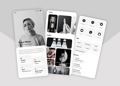 portfolio Profile animation design figma mockups motion graphics portfolio profile typography ui ux