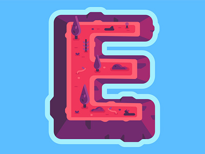 36 Days Of Type | D 36daysoftype affinity designer e flat illustration island isometric landscape letter letter e vector