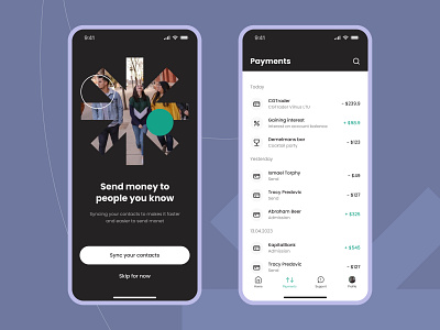 Banking App Payments Screen design ui ux