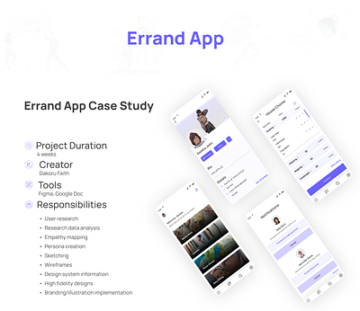 Errand App app branding design illustration typography ui ux vector