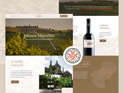 Maison Marceline | Website Design beige belgium bottle branding brown castle design ecommerce france logo map odoo red shop ui ux vineyard web website wine