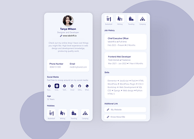 Portfolio Profile app app design application design figma mobile design portfolio profile typography ui ux web design website