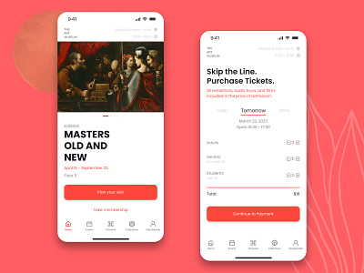 The Art Museum App Home Screen design ui ux