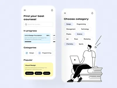 E-learning Mobile App UI app application design e learning education learning resources online education ui ui design uiix ux