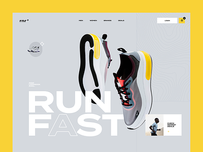 Rnr2 ecommerce modern running shoes shop sneakers streetwear ui yellow