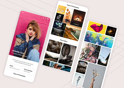 Portfolio Profile app design application design figma photo gallery portfolio profile profile design typography ui ux web design website xd
