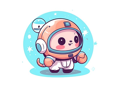 Astronaut astronaut cartoon character cute digital art flat design galaxy graphic design illustration illustrator kawaii little mascot playful space technology