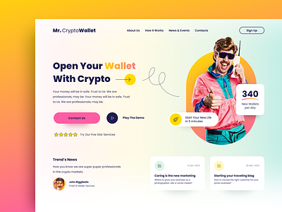 Crypto Wallet Promo Concept graphic design hero section ui ux web web design