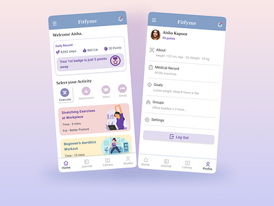 Wellness App for Professionals app design dailydesign uidesign