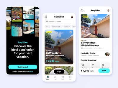 StayWise Travel App agoda airbnb beach houses booking.com cabins expedia getyourguide home stays hopper hotels hotels.com makemytrip marriott bonvoy mobile oyo travel ui ux vacation rentals vrbo