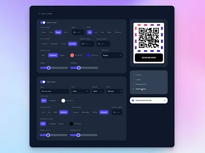 QR Frame editor for Short QR branding editor qr code qr frame short qr ui ux