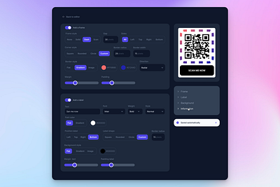 QR Frame editor for Short QR branding editor qr code qr frame short qr ui ux