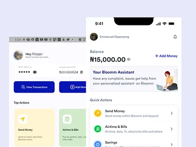 Design Improvement of a Fintech Mobile App bank bloommnnow fintech product design ui ux wallet
