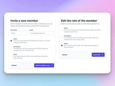 Invite a new member branding invite members portal qr code saas ui ux webapp