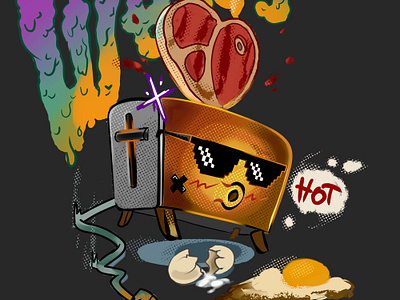 Cheerful little toaster. Character design artist cartoon style colors design design charaster glasses hot illustration pixel print sketch
