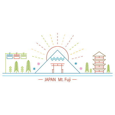 Landmark illustration - Japan Mt. Fuji branding city country cute design graphic design illustration japan landmark logo simple