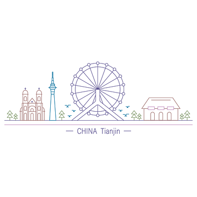 Landmark illustration - Tianjin, China branding cute design graphic design illustration landmark logo simple vector