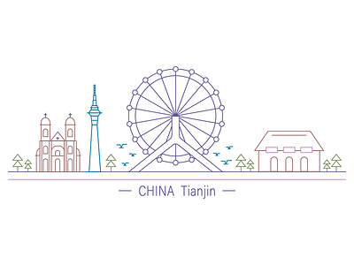 Landmark illustration - Tianjin, China branding cute design graphic design illustration landmark logo simple vector