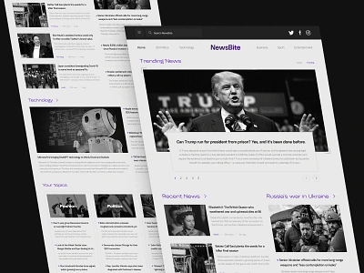 NewsBite - News Website Design blog chat gpt clean concept design landing page minimal news news portal newspaper paper politics reading ui uiux user experience user interface ux visual design war