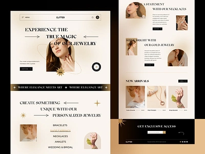 Glitter - Jewellery Shop Website accessories beauty diamonds e commerce fashion gold homepage jewellery store jewelry jewelrystore landing page landingpage luxury shop store style ui design visual design web design