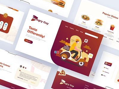 Hungry Guy - Food Delivery Landing Page branding burger delivery app food food and drink food app food delivery food delivery landing page food delivery service food order graphic design hungry guy landingpage pizza app restaurant app ui uiux web design website