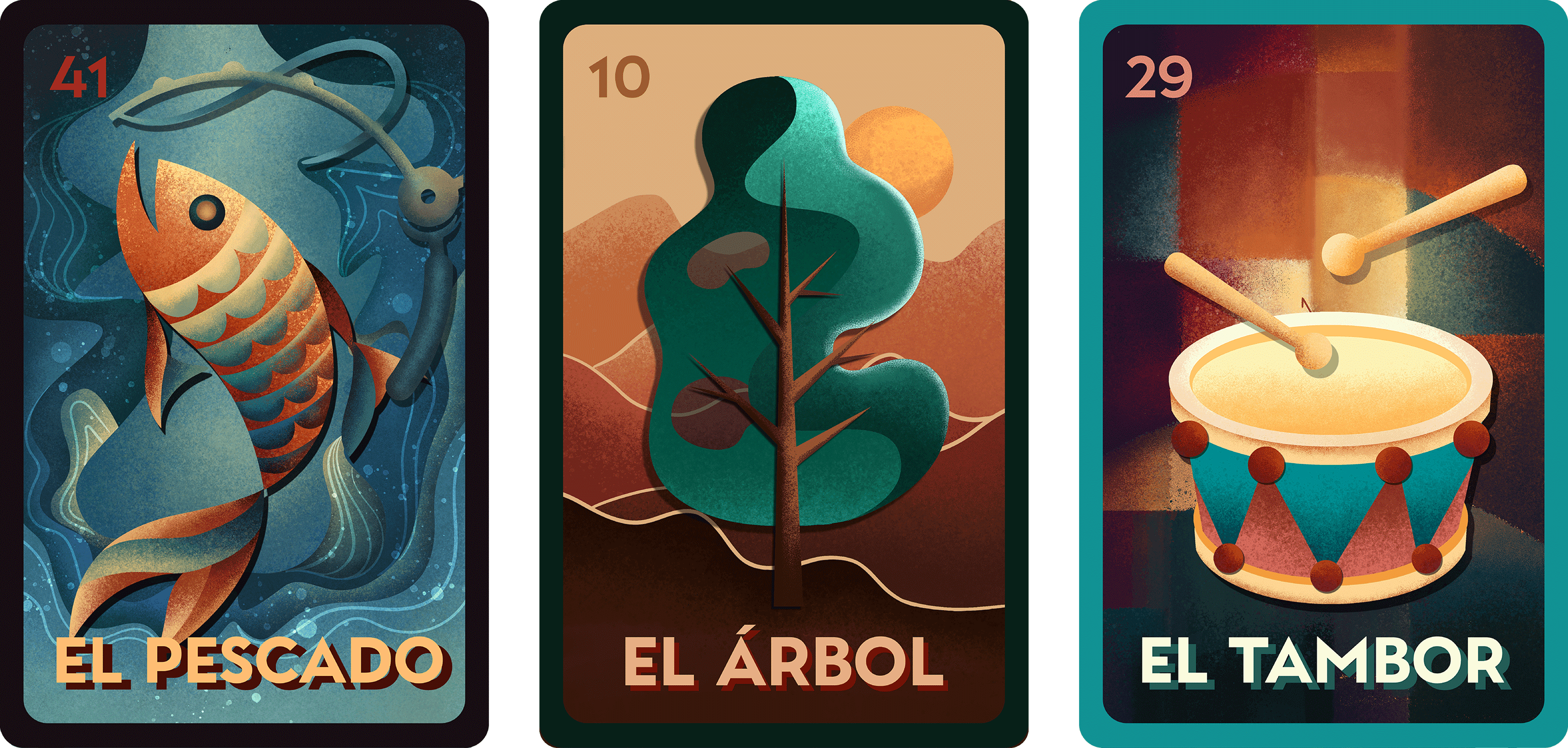 Illustration of the Mexican game of Loteria digital panting illustration
