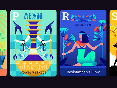 Oracle Cards color futuristic illustration neon vector