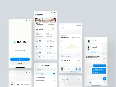 Norma POS platform app ui v2 chat colour component ui data delivery app graph interface layout logo minimal pos pos platform product design real time data resturent service ui ux visual