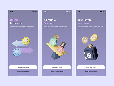 HIPPO MOBILE WALLET LOADING PAGE blender crypto design digital product mobile loading page design mobile wallet ui web 3 wallet