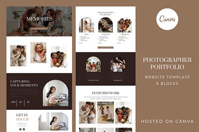 Canva Website Template Photographer app boho business canva canva template design graphic design landing page photographer portfolio prices template ui ui design uidesign ux