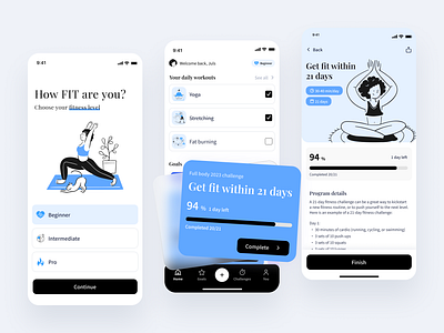 Fitness app mobile animation app appcencept appuiux bestofdribbble branding design fitnessapp illustration mainpage navigationui onboardingui productivityui projectmanagementui trends2023 typography ui uidesign uitrends2023 ux