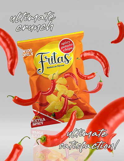 Fritas Spicy Potato Chips Packaging Design brand identity branding design food branding graphic design pack design photoshop product design product pacaging product packaging