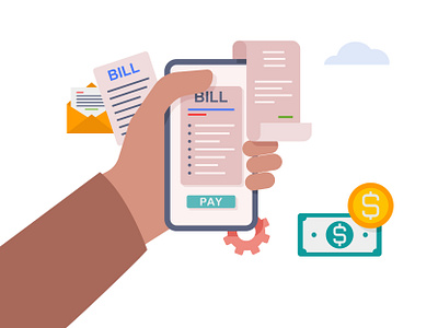 Mobile pay of utility, bank, restaurant and other bills 👇🏼 illustration