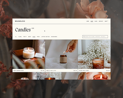 Boundless - Premium Scented Candle E-Commerce Store art direction brand identity branding candle candle shop design challenge e commerce shopify sophisticated ui ui design user interface ux ux design visual design visual identity visual story telling web design website