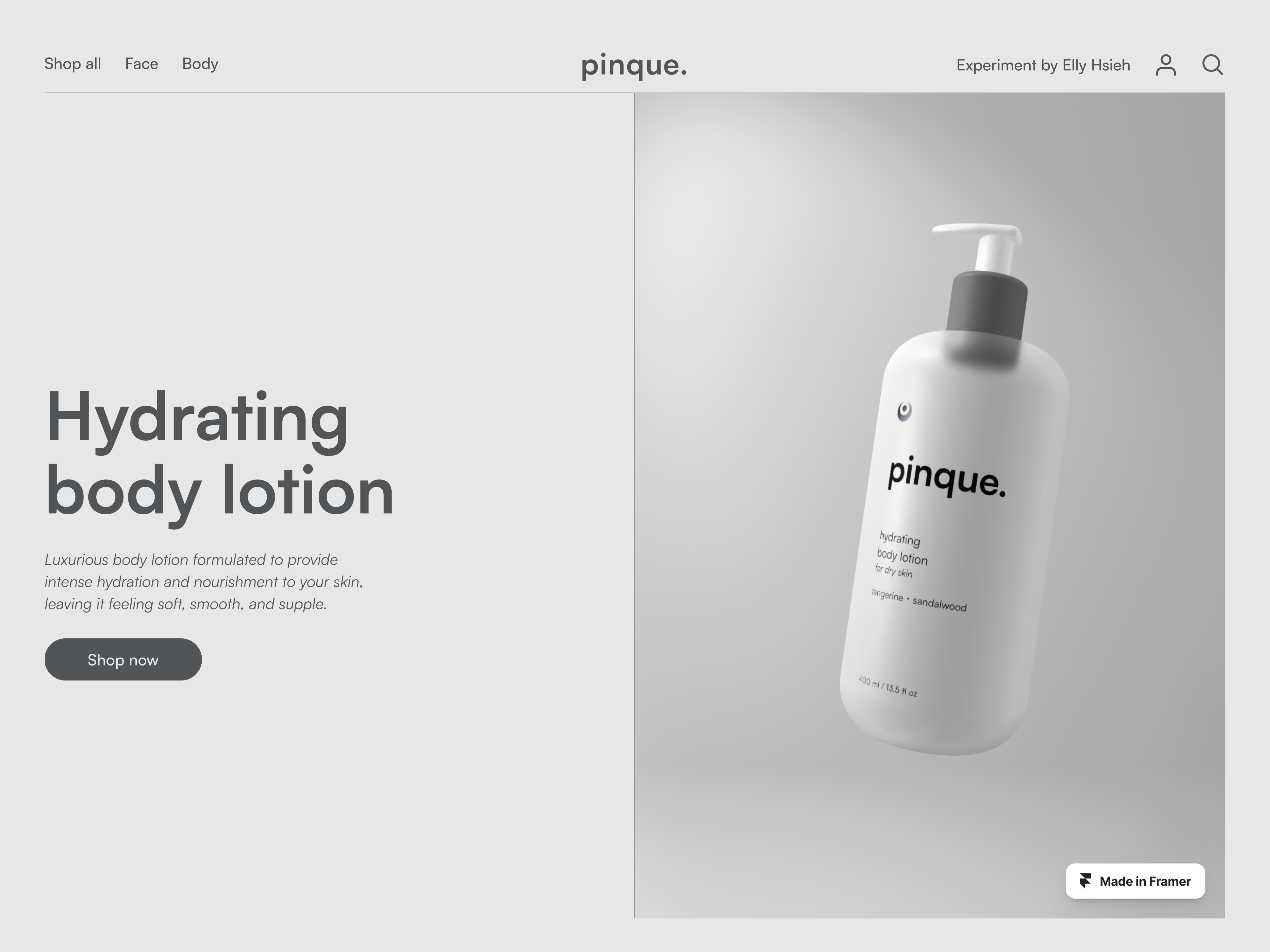 Scroll-based 3D interactive landing page concept 3d 3ddesign beauty framer hero interaction interactiondesign landingpage scroll spline uiuxdesign webdesign