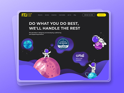 Faster Than Light website redesign amorphous style astronauts on the web hero screen home screen illustrative home screen it industry space mood user interface ux waves graphic web home screen web site redesign
