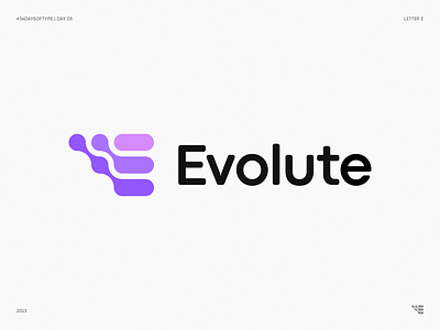 E for Evolute. 36 Days of Type. Day 05 36 days of type ai branding data dna evolution for sale genes gradient icon identity lettering logo medical molecule science startup storage tech unused