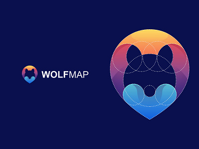 Colorful Wolf Map Logo animal app branding colorful design fox graphic design icon illustration logo logoinspiration logotype map modern ui wolf