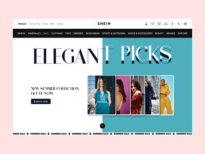 SHEIN landing page redesign design digitaldesign fashion landing page redesign shein ui uiux user experience user interface ux website