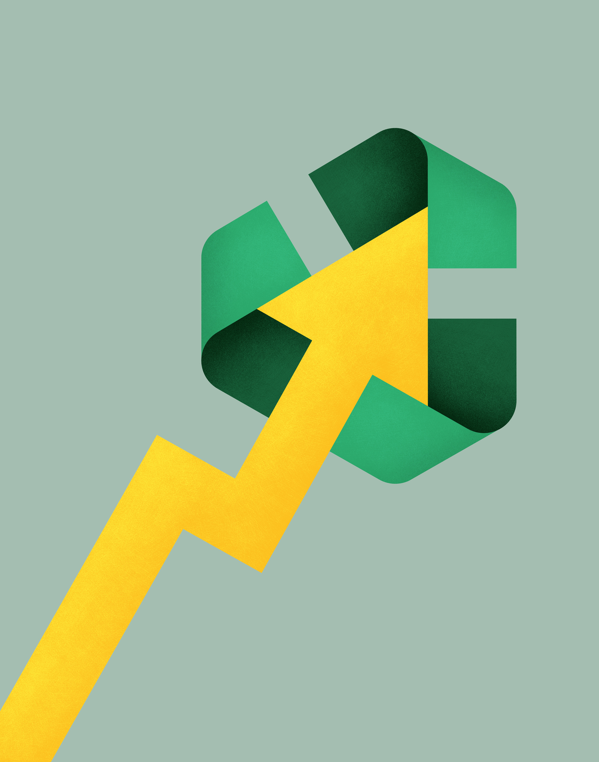 Sustainability means business arrow business design editorial graphic green illustration logo market minimal recylce reduce reuse sustainability texture up yellow