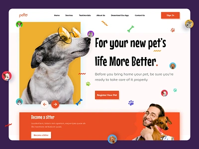 Pet Care Website cat cat food dog dog lovers ecommerce health home page landing page mockup pet pet care pet food pet health pet shop typography ui ux web design website website design